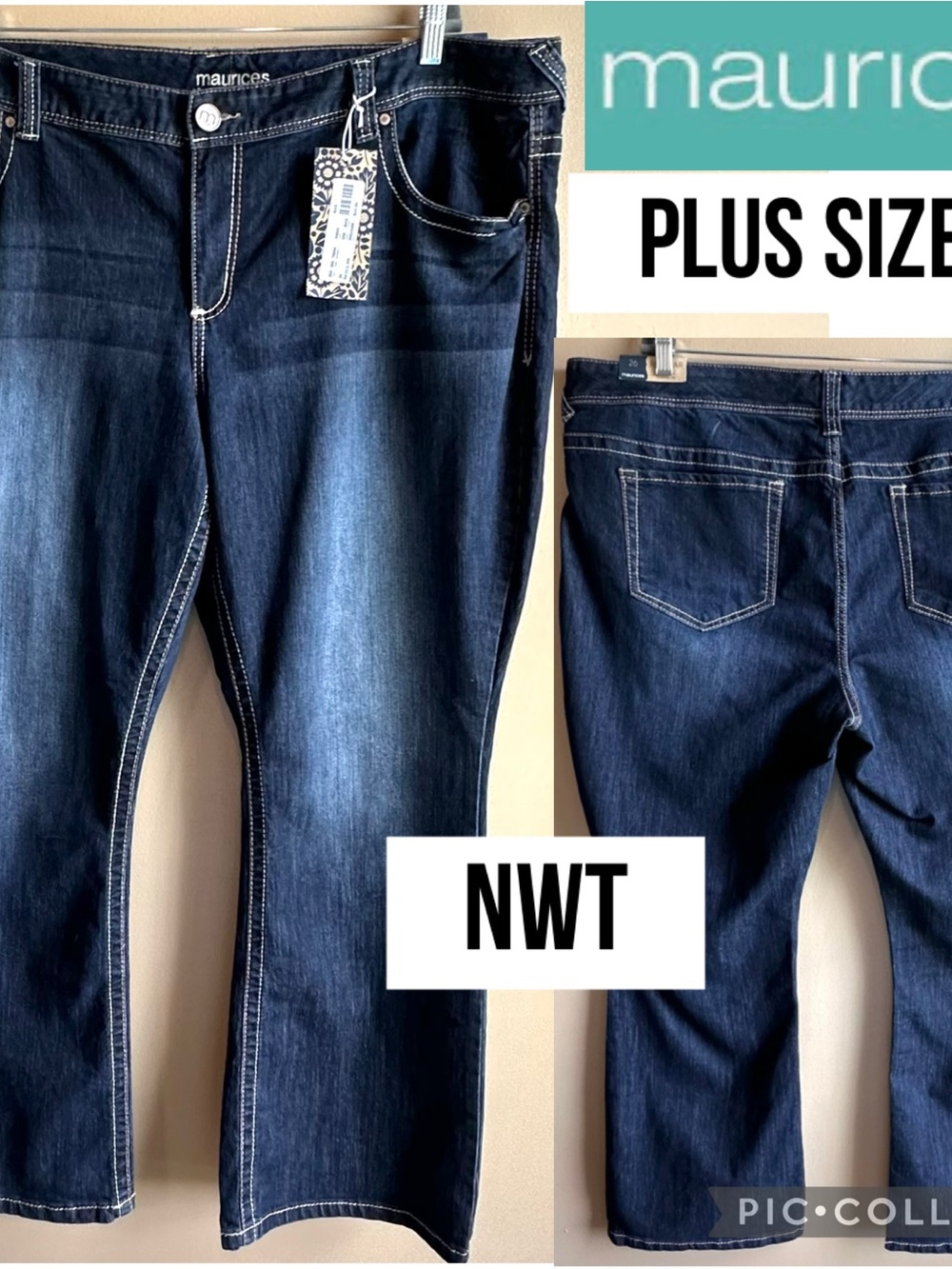 NWT Maurices Women’s Jeans Ellie Straight Fit Slim Boot Stretch 33” Inseam 26